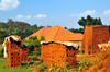 Kampala, Uganda: artisanal brick production - brick piles and oven / kiln - brick making process in Africa - photo by M.Torres