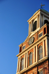 Boston, Massachusetts, USA: Old West Church, Cambridge Street, West End - tower with clock and weathervane - architect Asher Benjamin - Federal style - photo by M.Torres