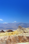 Death Valley National Park, California, USA: Zabriskie Point - Manly Beacon, named after William L. Manly, who with John Rogers, guided ill-fated Forty-niners gold prospectors out of the valley during the 1849 gold rush - photo by M.Torres