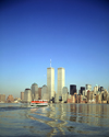 USA - Manhattan (New York): ferry and the WTC twin towers - photo by A.Bartel