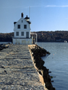 Rockland, Maine, USA: Rockland Breakwater Lighthouse and breakwater built in 1902 to protect its harbor - Jameson Point - USCG nr 1-4130 - photo by C.Lovell