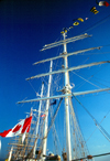 California: masts of a tall ship - Canadian flag - photo by J.Fekete