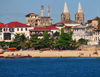 Stone Town, Zanzibar, Tanzania: beach, Tembo hotel and the twin spires of St. Joseph's Cathedral - Shangani - photo by M.Torres