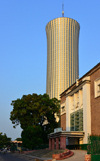 Brazzaville, Congo: colonial building of the Treasury, Paymaster General and the Nabemba tower / Tour Nabemba, aka Elf Tower, Avenue Amilcar Cabral - photo by M.Torres