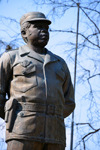 Brazzaville, Congo: martial statue of president Marien Ngouabi at Marien Ngouabi park aka Supreme Sacrifice Square / Place du Sacrifice Suprme, Quartier Tchad - photo by M.Torres