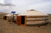 Gobi desert, southern Mongolia: gers with solar power and satellite dish - Khongoryn Els, Gurvan Saikhan National Park - photo by A.Ferrari