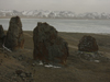 Tibet - Namtso Lake: rock formations near Tashi Dor monastery - photo by M.Samper